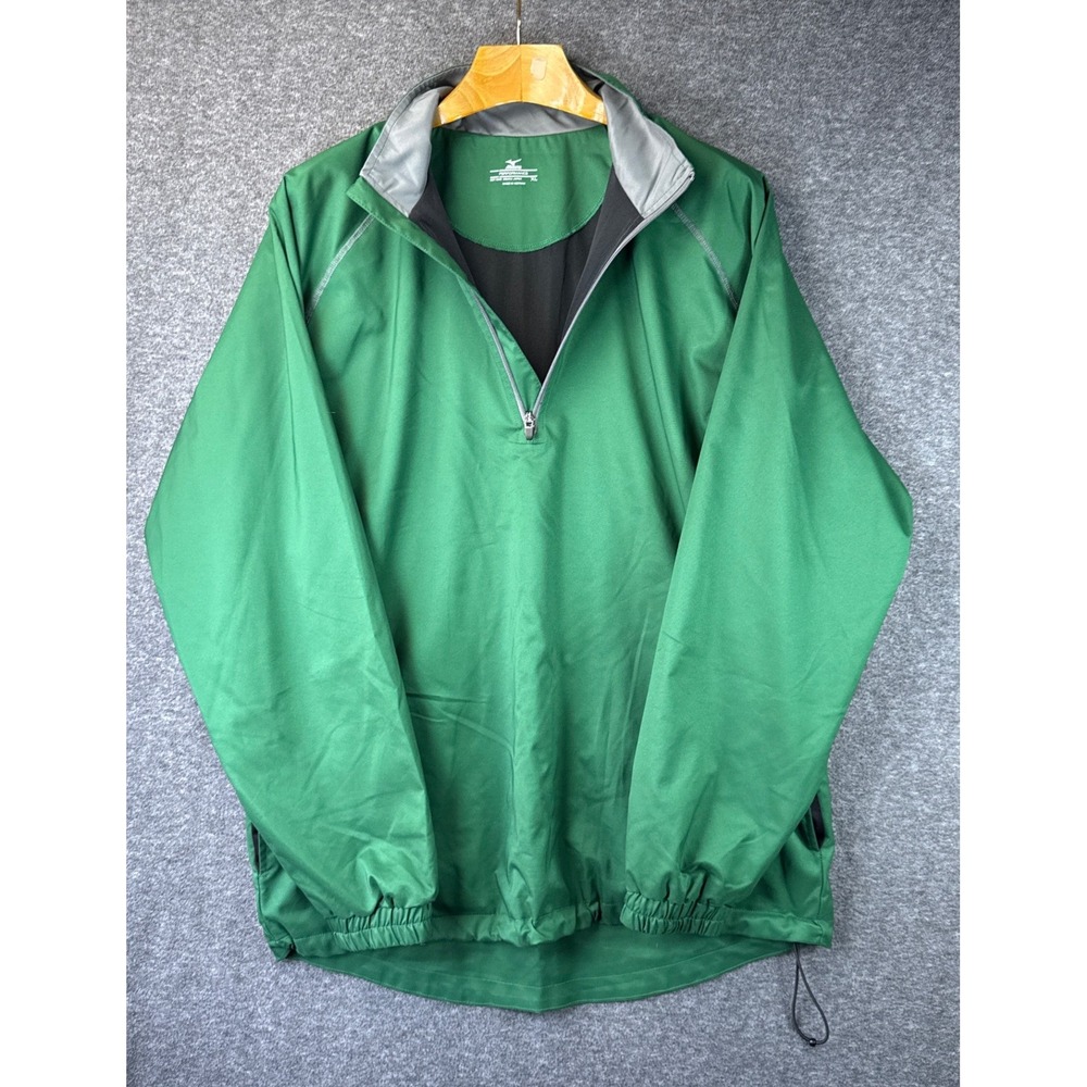 Mizuno Performance 1/4 Zip Windbreaker Pullover Green Mens XL Cycling Hiking EUC
